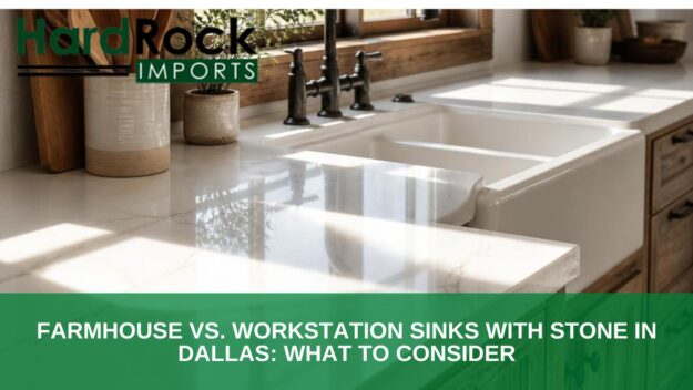 farmhouse vs workstation sink with stone Dallas
