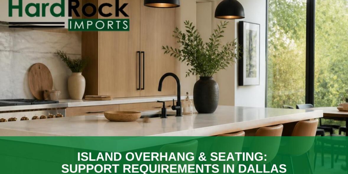island overhang seating supports Dallas