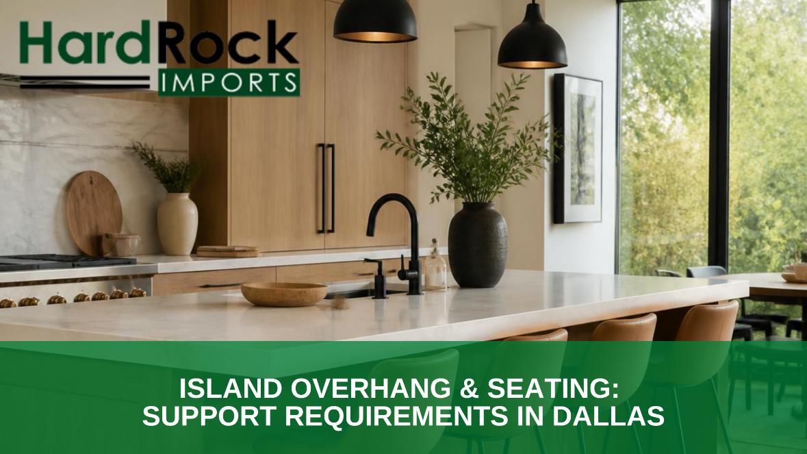 island overhang seating supports Dallas